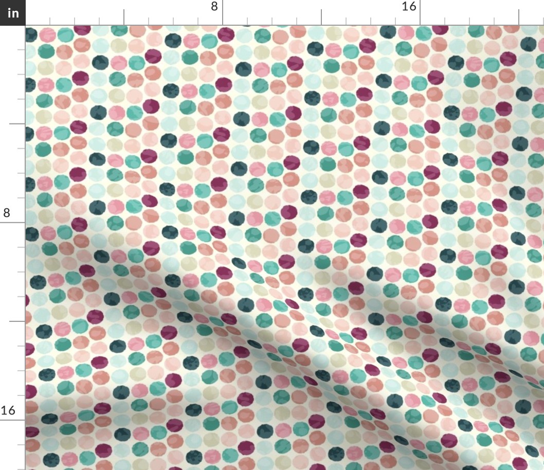 21-1a Play Mat Peach Teal Dots