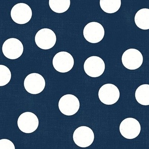 Playful White Polka Dots (navy) 14"