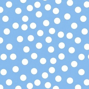 Playful White Polka Dots (sky blue) 7"