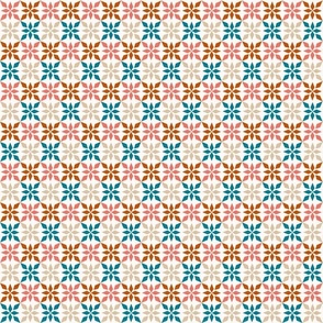 Small Scale Geometric Star Flowers Southwestern Style Aztec on Off White