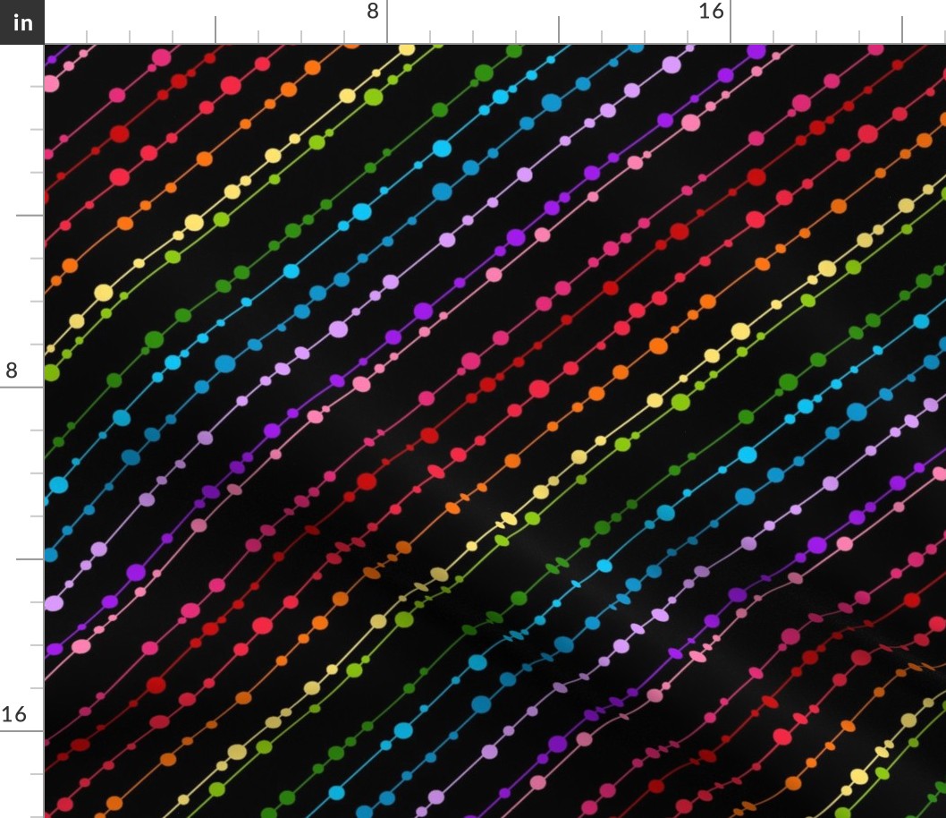 Bigger Scale Rainbow Beads Diagonal Dots on Black