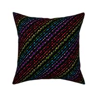 Smaller Scale Rainbow Beads Diagonal Dots on Black