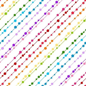 Bigger Scale Rainbow Beads Diagonal Dots on White