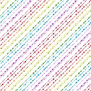 Smaller Scale Rainbow Beads Diagonal Dots on White