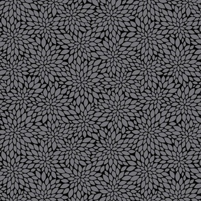 Dahlia Blossoms Pattern - Mouse Grey and Black
