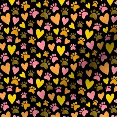 Small Scale Cute and Crazy Cats Coordinate on Black