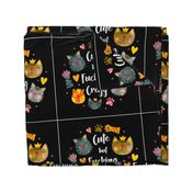 18x18 Panel Cute But Fucking Crazy Adult Sarcastic Humor Funny Cats on Black for DIY Throw Pillow Cushion Cover or Tote Bag