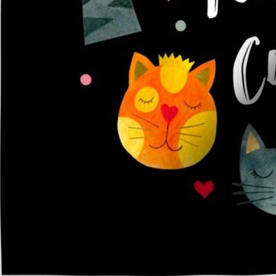 18x18 Panel Cute But Fucking Crazy Adult Sarcastic Humor Funny Cats on Black for DIY Throw Pillow Cushion Cover or Tote Bag