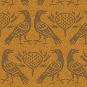 12th century birds, golden orange