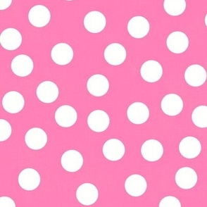 Playful White Polka Dots (taffy pink) 10”