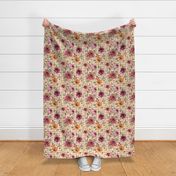 Light Gold Gingham Fall Floral - large scale