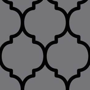 Extra Large Moroccan Tile Pattern - Mouse Grey and Black