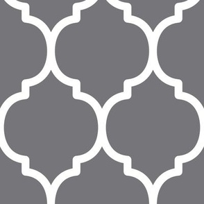 Extra Large Moroccan Tile Pattern - Mouse Grey and White