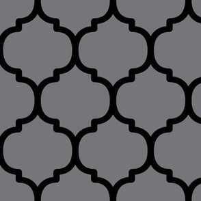 Large Moroccan Tile Pattern - Mouse Grey and Black