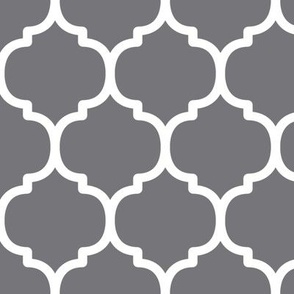 Large Moroccan Tile Pattern - Mouse Grey and White