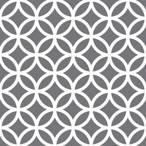 Interlocked Circles Pattern - Mouse Grey and White