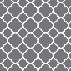 Quatrefoil Pattern - Mouse Grey and White