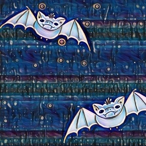 Pastel Bats on Blue Stripes