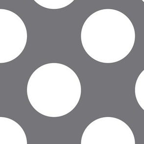 Large Polka Dot Pattern - Mouse Grey and White