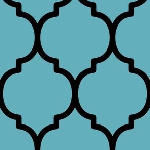 Extra Large Moroccan Tile Pattern - Aqua and Black