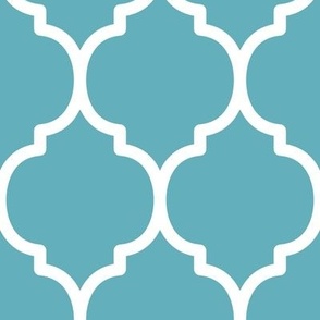 Extra Large Moroccan Tile Pattern - Aqua and White
