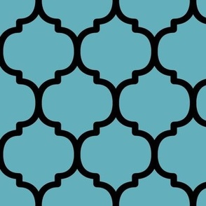 Large Moroccan Tile Pattern - Aqua and Black