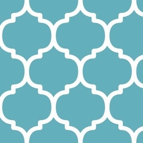 Large Moroccan Tile Pattern - Aqua and White