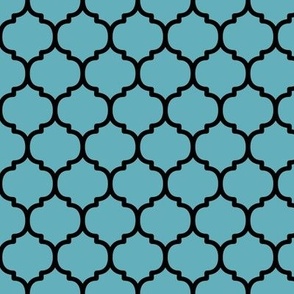 Moroccan Tile Pattern - Aqua and Black