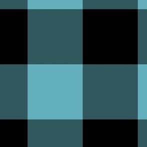Extra Jumbo Gingham Pattern - Aqua and Black