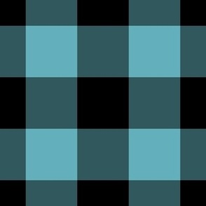 Jumbo Gingham Pattern - Aqua and Black