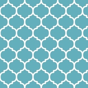 Moroccan Tile Pattern - Aqua and White