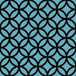 Interlocked Circles Pattern - Aqua and Black