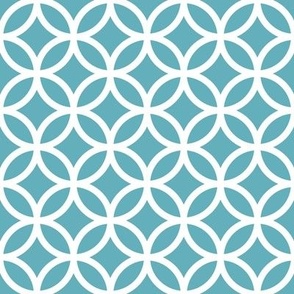 Interlocked Circles Pattern - Aqua and White