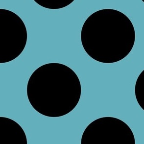 Large Polka Dot Pattern - Aqua and Black