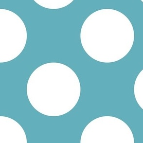 Large Polka Dot Pattern - Aqua and White