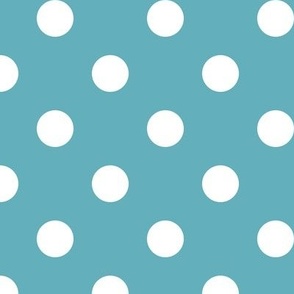 Big Polka Dot Pattern - Aqua and White