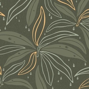 Luscious Leaves - Olive Green/Gold