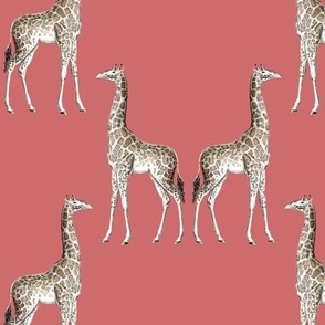 giraffe damask terra cotta red #ce6c6c