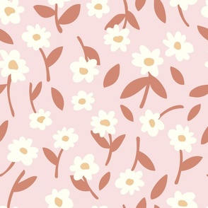 Pink n Pretty Florals - Large, Daisy, Flower, Pink, Rose, Blush, Yellow, Girls, Nursery, Wildflower