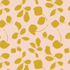 Dancing Leaves - Autumn, Fall, Blush, Pink, Mustard, Leaf, Nature, Plants