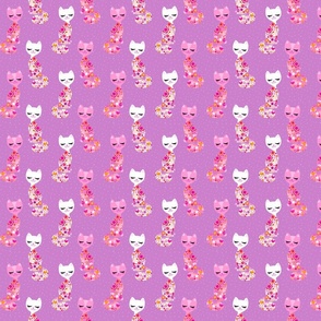 Peace & Love Kitties Pink Purple