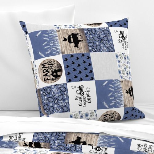 Farm Wife//Blue - Wholecloth Cheater Quilt Farm Wife//Blue - Wholecloth Cheater Quilt - Rotated