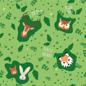 Forest Friends Smiles Illustration lime green