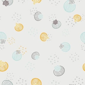 Abstract floral pattern in light pastel green and mustard yellow colors