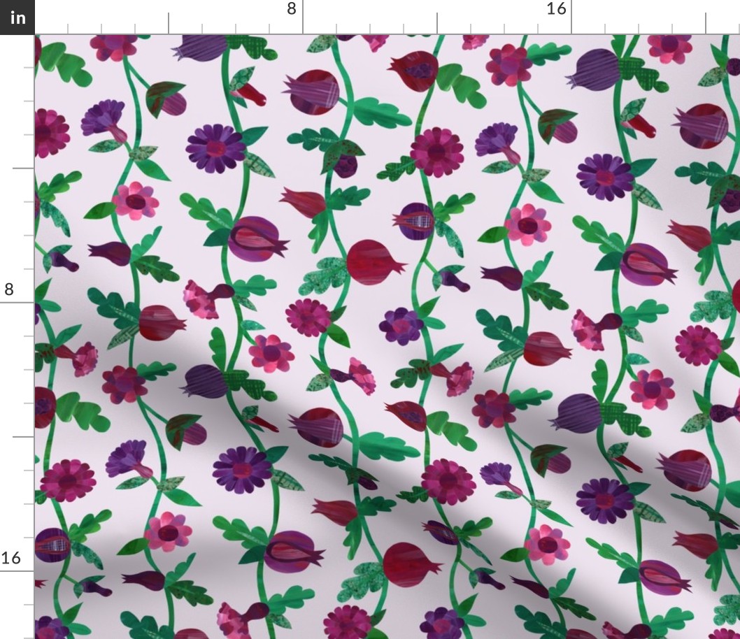 Linear Pomegranate Floral on Purple