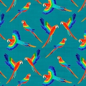 Free Flight - Red Macaw Parrots - Teal - Medium Scale