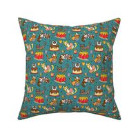 Cats & Confectionary - Teal Blue - Small Scale