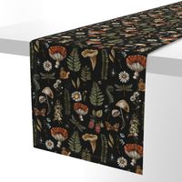 Mushrooms on black