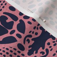 Small scale // Bug shield // pink background oxford blue beetle spots