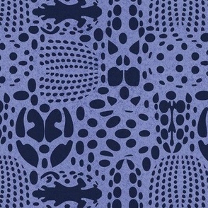 Small scale // Bug shield // electric blue background oxford blue beetle spots